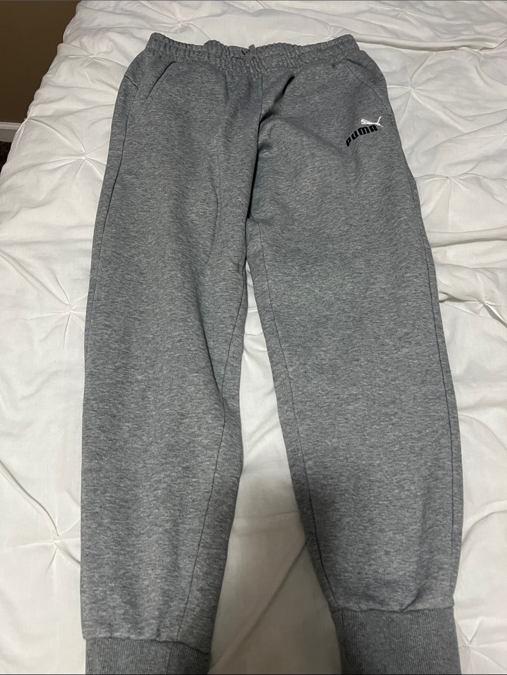 Puma Gray Kids' Fleece Joggers with Logo